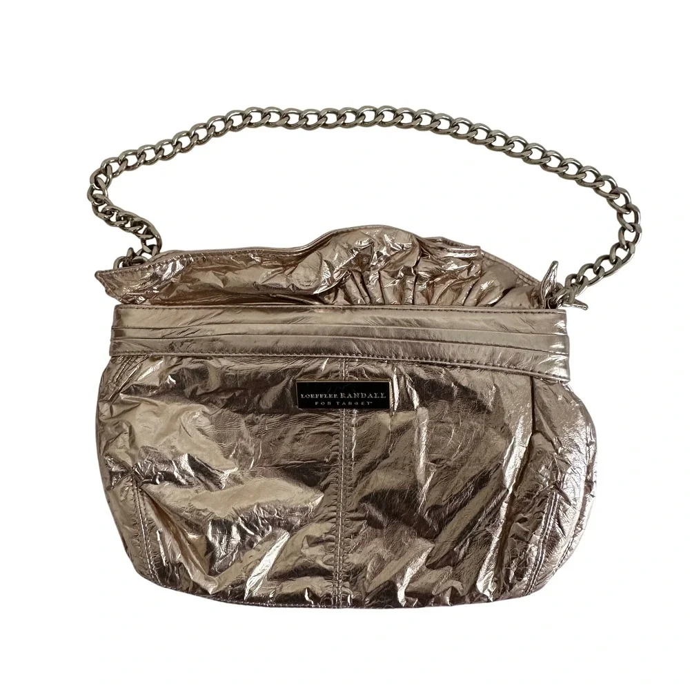 Loeffler Randall x Target Rose Gold Metallic Chain‎ Shoulder Bag Purse Bow Party